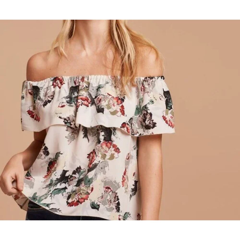 Wilfred Aritzia Promener Blouse XS Womens Coquette Silk Blend Off Shoulder